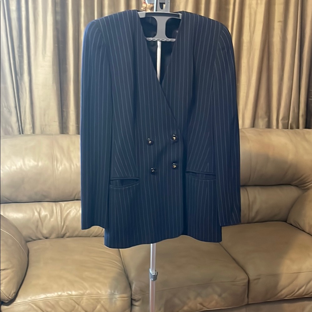 Classic Louis Fe’raud Navy Pinstripe Female Blazer